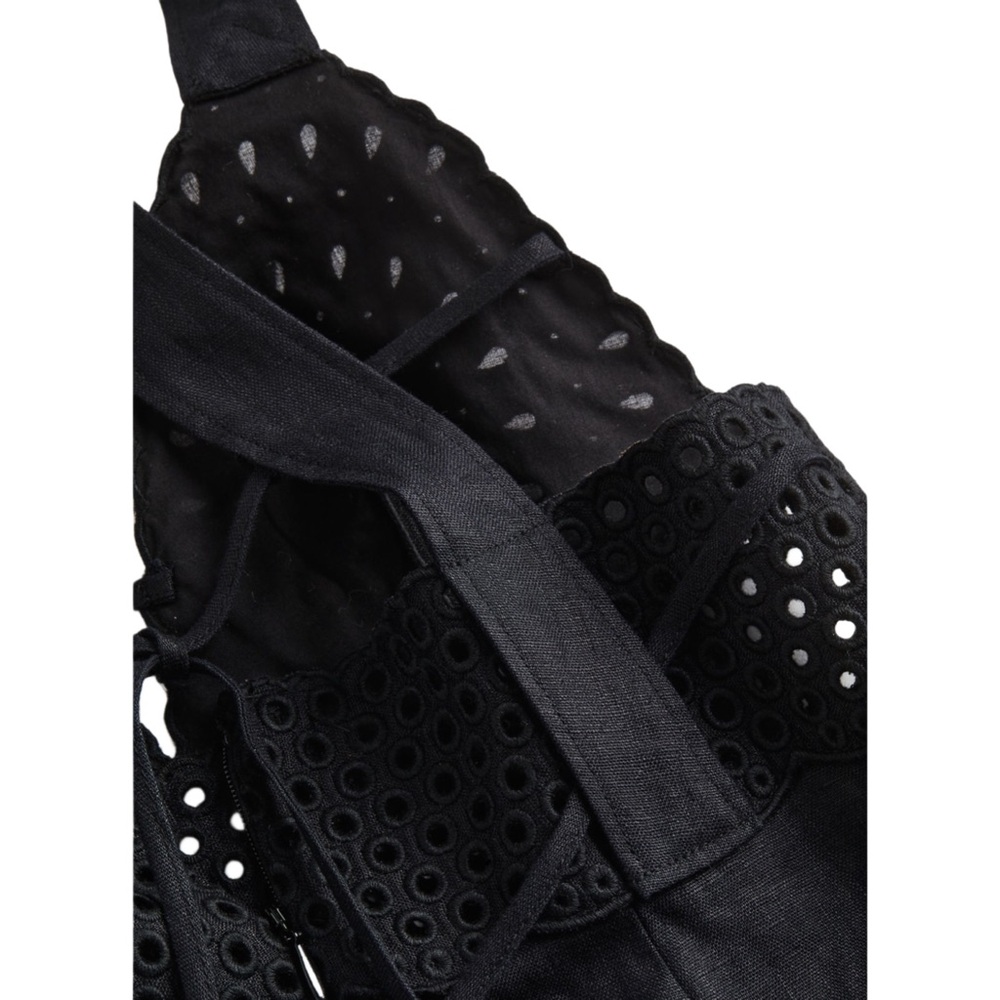 H&M Black Linen Dress NWT – Eyelet Embroidery Size M Summer Midi - Picture 11 of 11